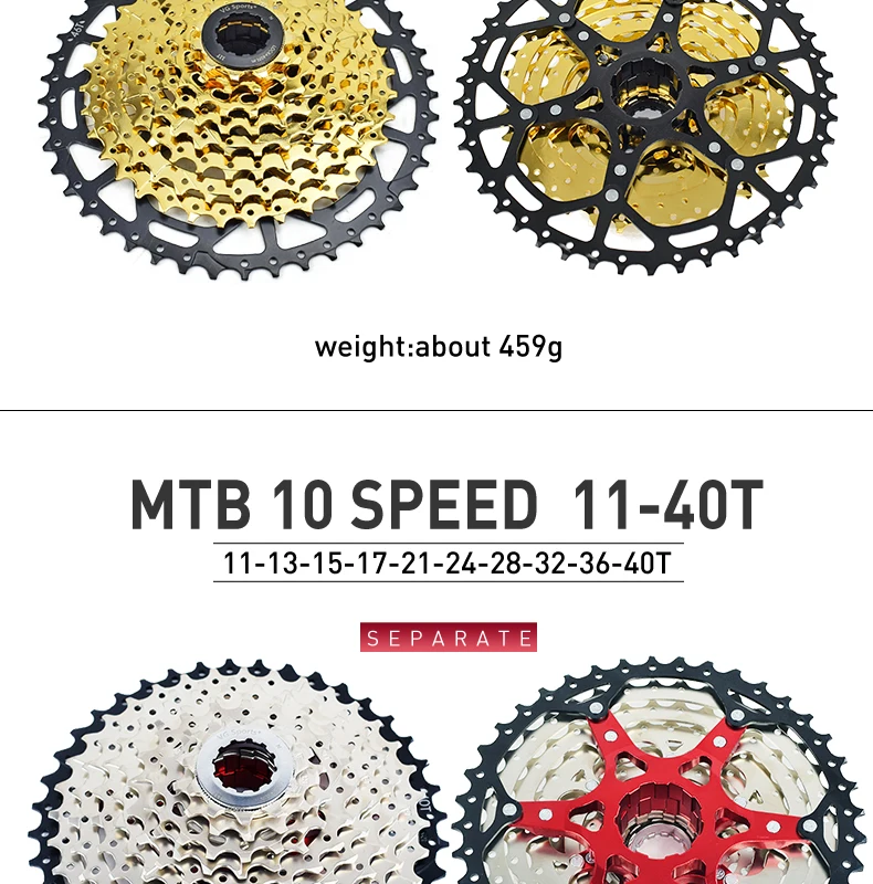 VG Sports 9 10 11 12 Speed MTB Bicycle Freewheel 40/42/46/50/52T Separate Aluminum Alloy Cassette Free Wheel Bracket Sprocket