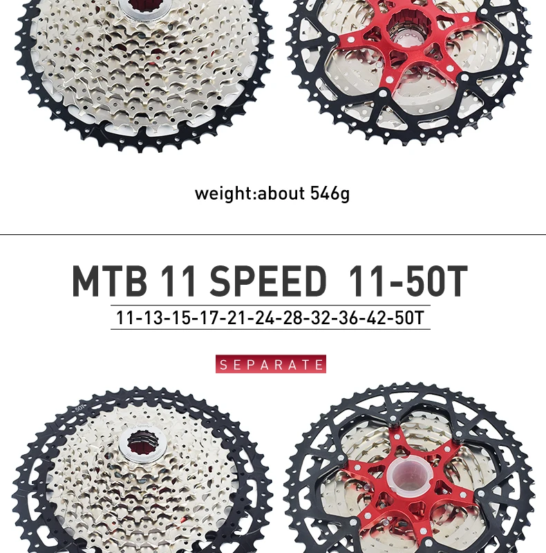 VG Sports 9 10 11 12 Speed MTB Bicycle Freewheel 40/42/46/50/52T Separate Aluminum Alloy Cassette Free Wheel Bracket Sprocket