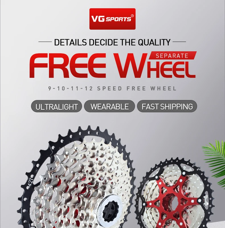 VG Sports 9 10 11 12 Speed MTB Bicycle Freewheel 40/42/46/50/52T Separate Aluminum Alloy Cassette Free Wheel Bracket Sprocket