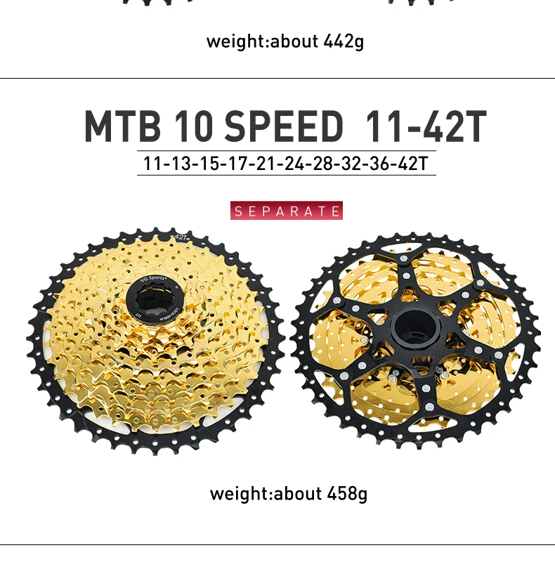 VG Sports 9 10 11 12 Speed MTB Bicycle Freewheel 40/42/46/50/52T Separate Aluminum Alloy Cassette Free Wheel Bracket Sprocket