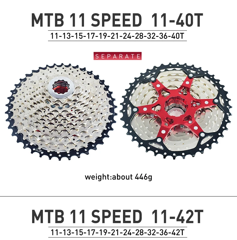VG Sports 9 10 11 12 Speed MTB Bicycle Freewheel 40/42/46/50/52T Separate Aluminum Alloy Cassette Free Wheel Bracket Sprocket