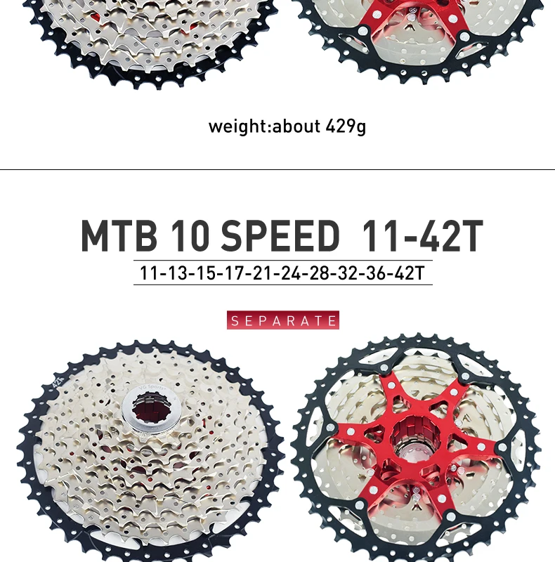 VG Sports 9 10 11 12 Speed MTB Bicycle Freewheel 40/42/46/50/52T Separate Aluminum Alloy Cassette Free Wheel Bracket Sprocket