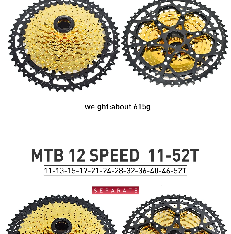 VG Sports 9 10 11 12 Speed MTB Bicycle Freewheel 40/42/46/50/52T Separate Aluminum Alloy Cassette Free Wheel Bracket Sprocket