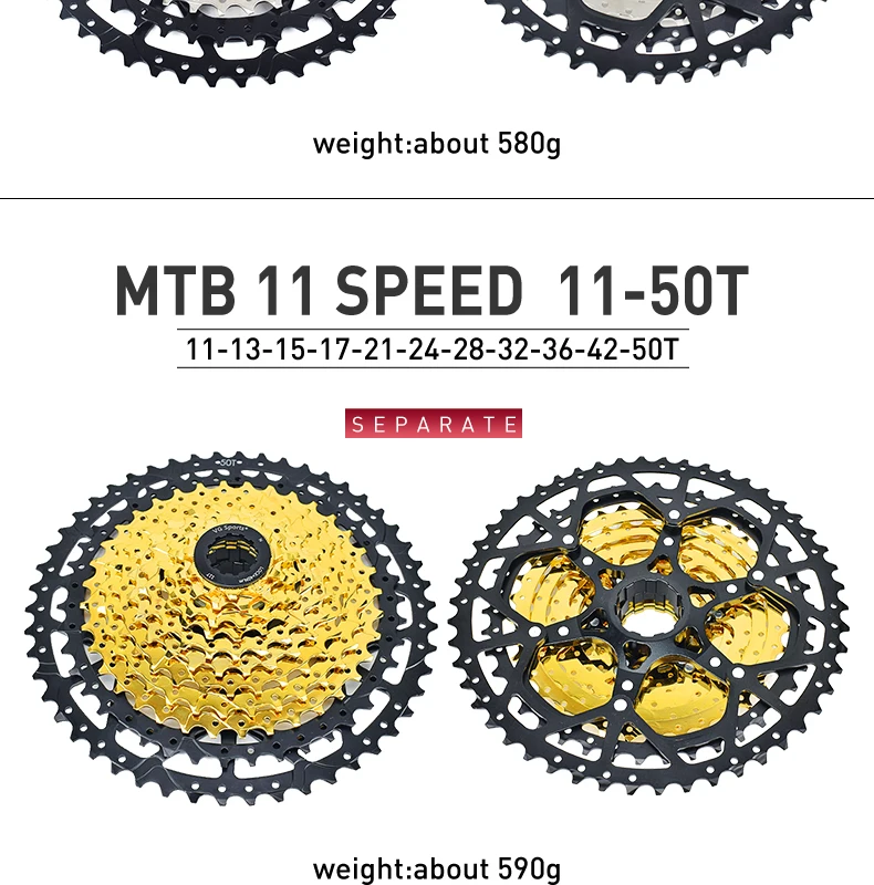 VG Sports 9 10 11 12 Speed MTB Bicycle Freewheel 40/42/46/50/52T Separate Aluminum Alloy Cassette Free Wheel Bracket Sprocket
