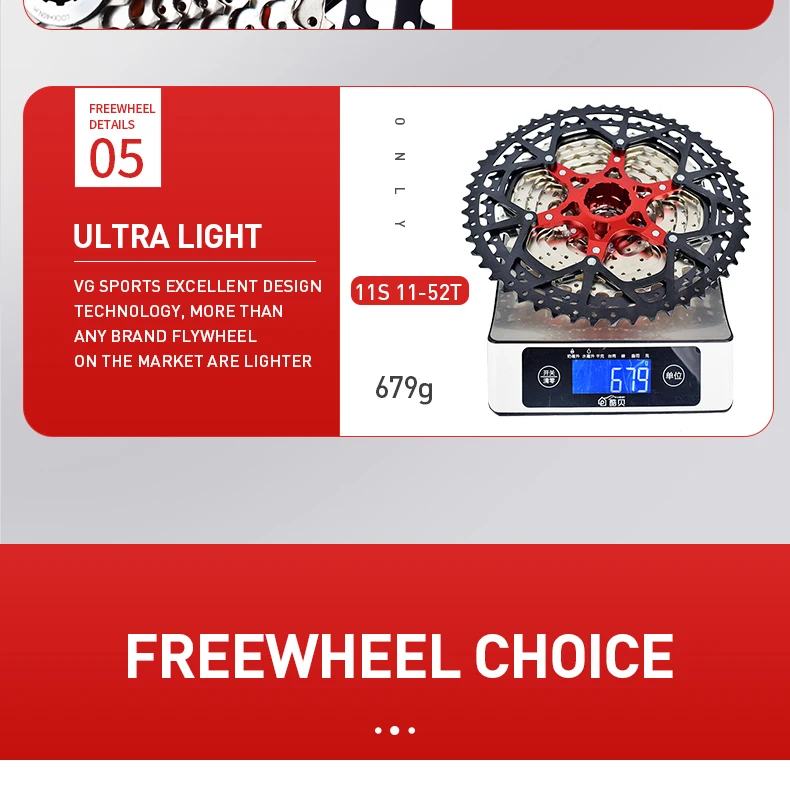 VG Sports 9 10 11 12 Speed MTB Bicycle Freewheel 40/42/46/50/52T Separate Aluminum Alloy Cassette Free Wheel Bracket Sprocket