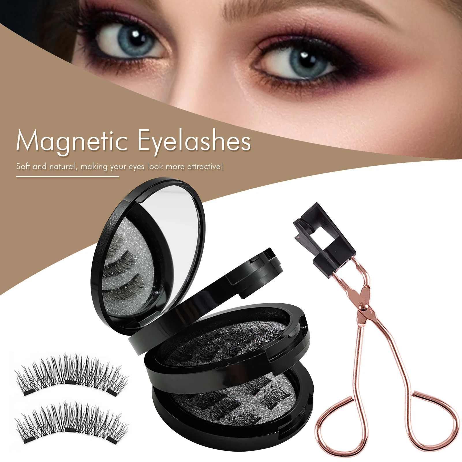 3 Pair Magnetic EyeLashes Natural Hair Mink Lashes 3D Mink Fake Lash Eyelashes Lashes Extension Reusable False Eyelas
