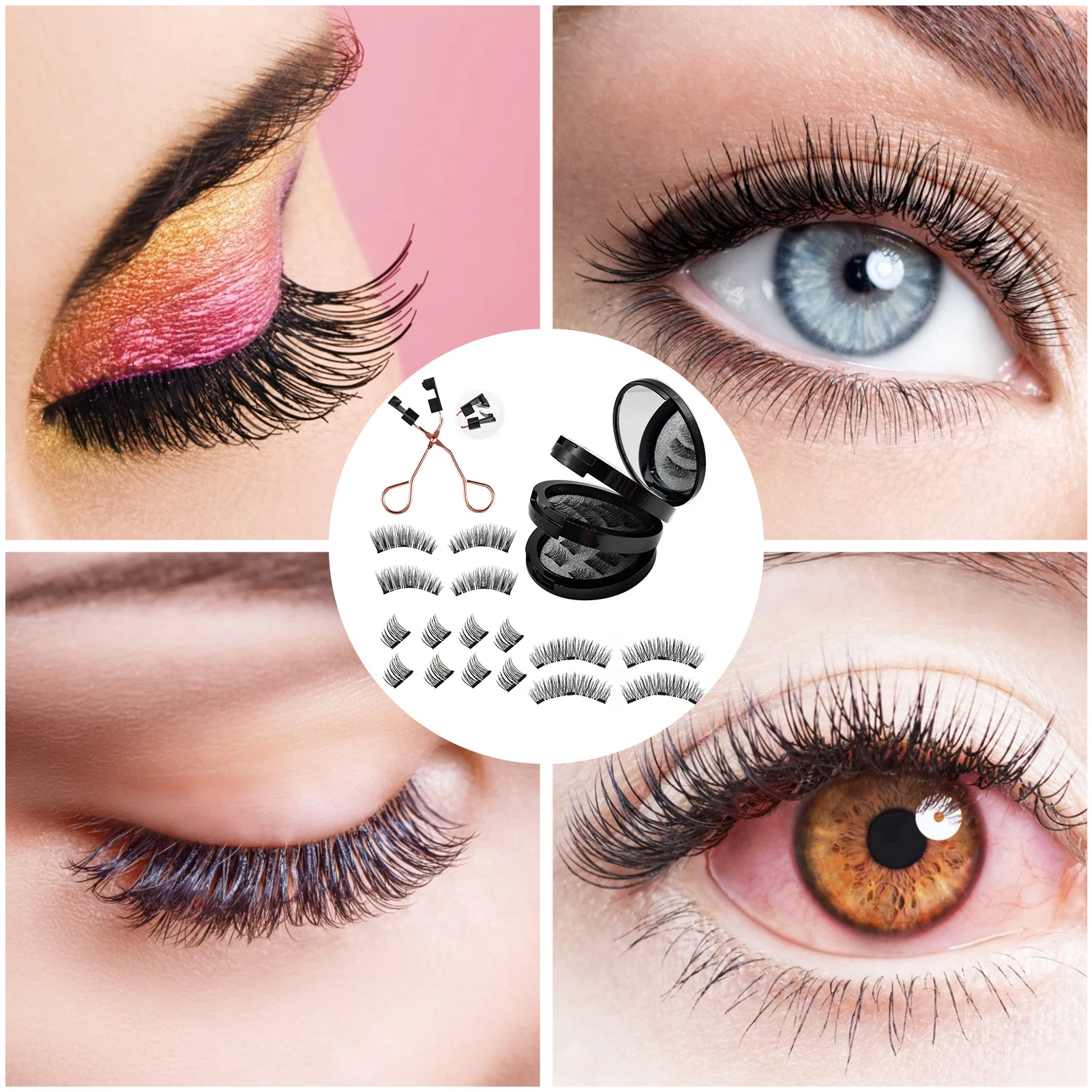 3 Pair Magnetic EyeLashes Natural Hair Mink Lashes 3D Mink Fake Lash Eyelashes Lashes Extension Reusable False Eyelas