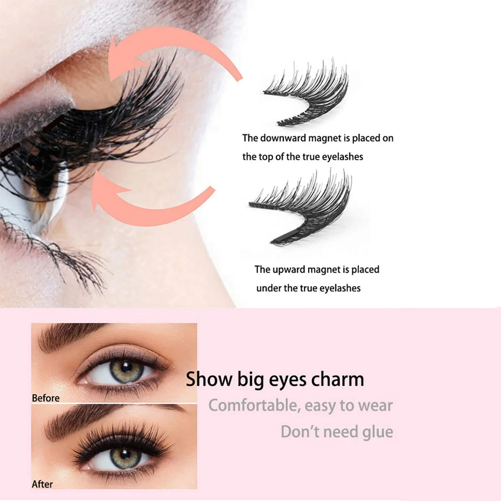 3 Pair Magnetic EyeLashes Natural Hair Mink Lashes 3D Mink Fake Lash Eyelashes Lashes Extension Reusable False Eyelas