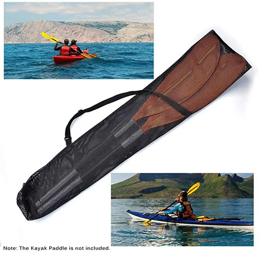 New Drawstring Mesh Kayak Paddle Bag Split Shaft Canoe Sup Board Paddle Bag with Sling Handle Paddles Cover Storage Mesh Bag