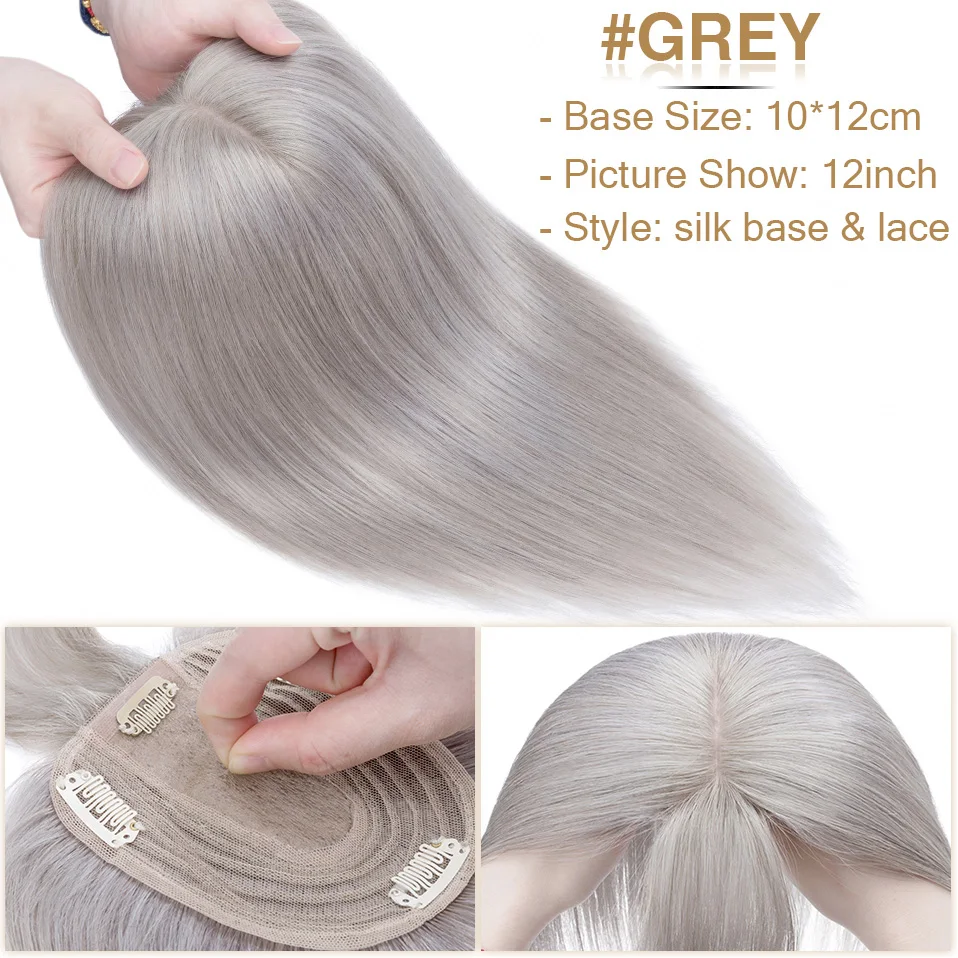 S-noilite Hair Toppers 10x12cm Women Topper 3.5x9cm Silk Base Natural Hair Wig 100% Human Hair For Women Hairpiece With Bangs