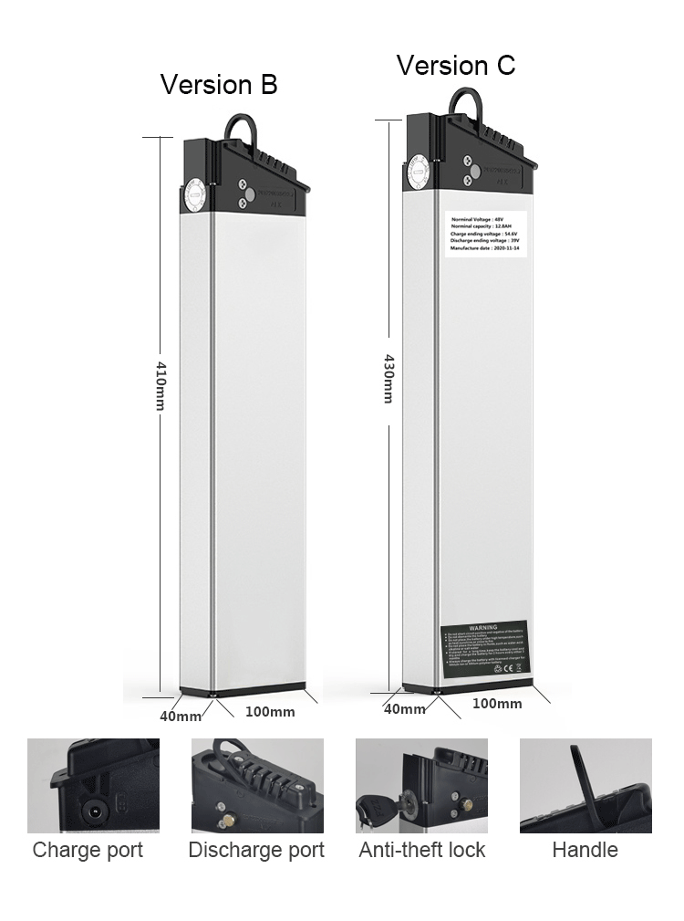 48V folding ebike battery 10.4Ah 12.8Ah 14Ah 36V 10Ah Foldable Electric Bike Batteries for samebike LO26 20LVXD DCH006 battery