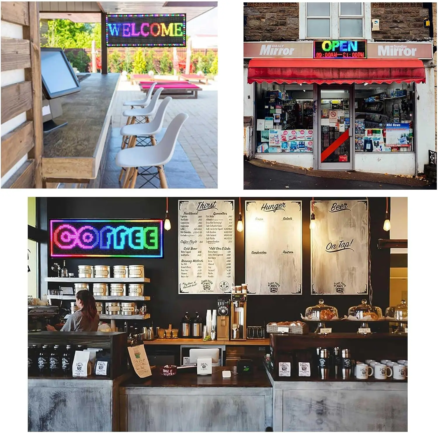 High-brightness Outdoor LED Signboard 7-color LED Electric Bulletin Moving Shining LED Message Board Multi-function Signboard