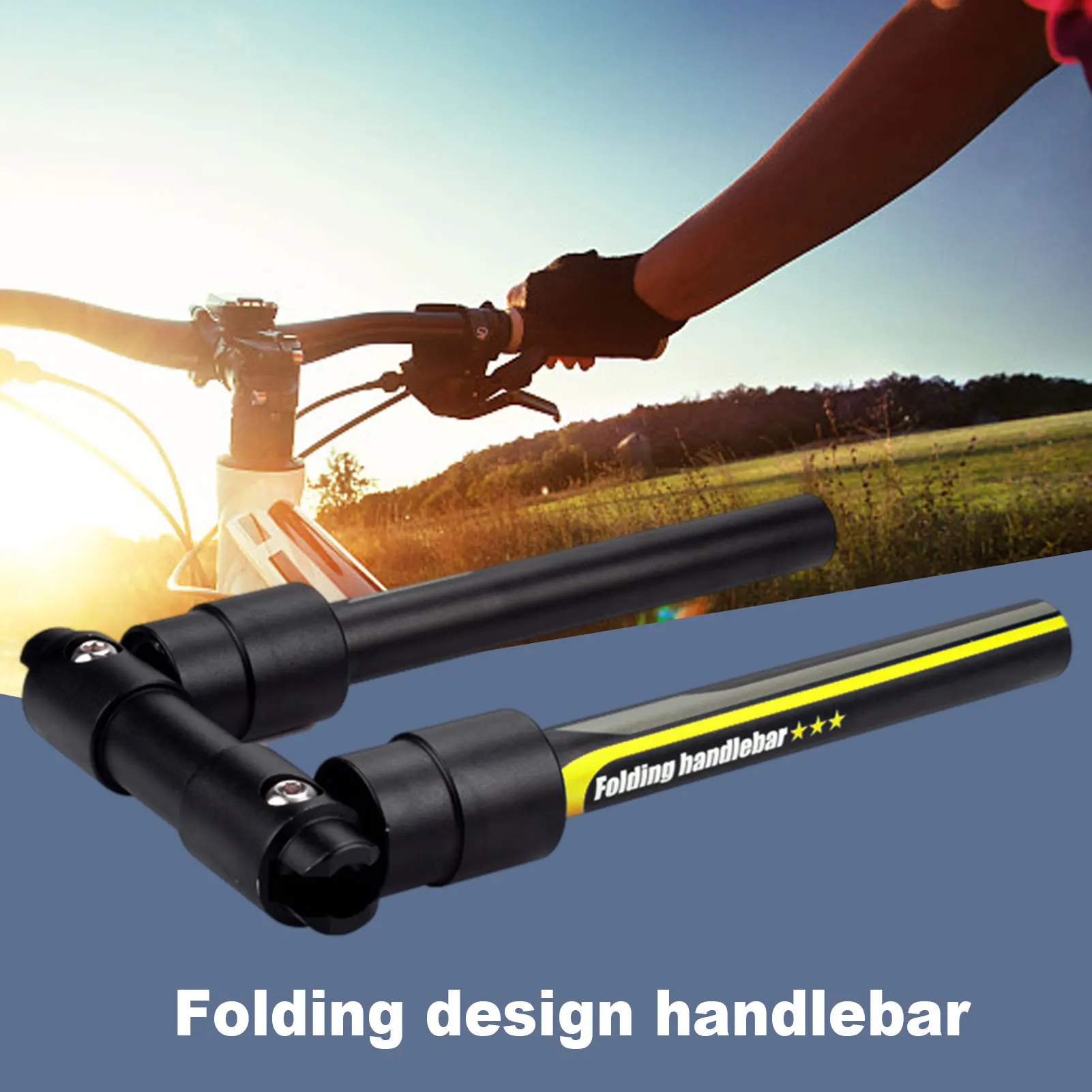 Bike Folding Handlebars Aluminum Alloy Foldable Bike Handle Bars, Quick Release Space-saving Cycling Bicycle Handlebars