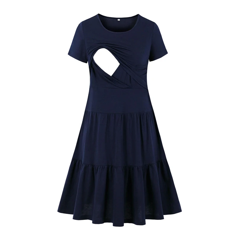New Women's Pregnancy Sleeveless Nursing Pleat Dress Maternity Dress Breastfeeding Clothes Knee Length Pregnancy Dresses