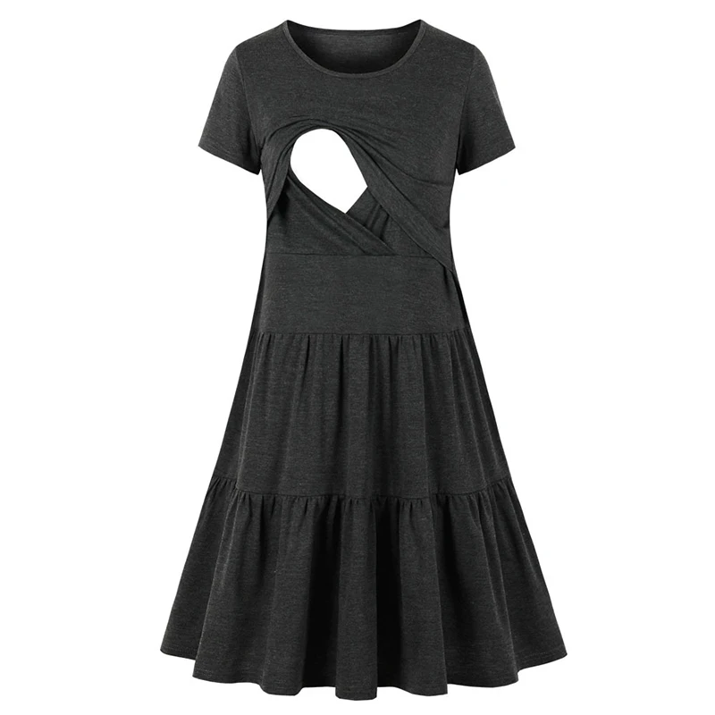 New Women's Pregnancy Sleeveless Nursing Pleat Dress Maternity Dress Breastfeeding Clothes Knee Length Pregnancy Dresses