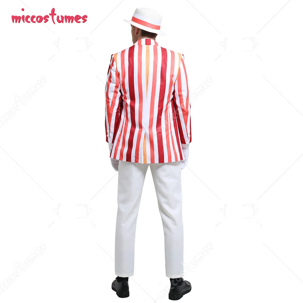 【Ready for Ship】HAIKYUU Adult Men Rainbow Suit Striped Suit Jacket Mary Cosplay Costume Outfits with Hat Gloves for Halloween