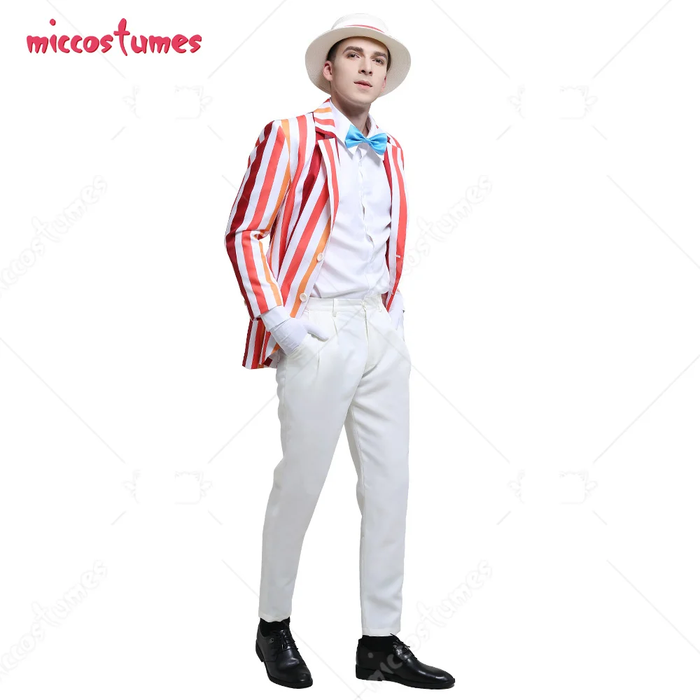 【Ready for Ship】HAIKYUU Adult Men Rainbow Suit Striped Suit Jacket Mary Cosplay Costume Outfits with Hat Gloves for Halloween