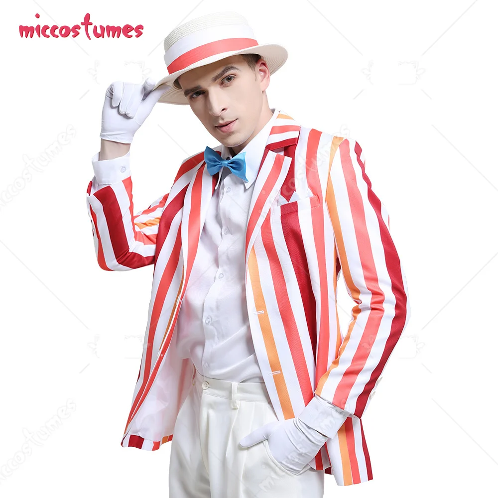 【Ready for Ship】HAIKYUU Adult Men Rainbow Suit Striped Suit Jacket Mary Cosplay Costume Outfits with Hat Gloves for Halloween