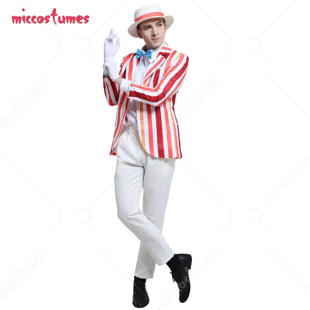 【Ready for Ship】HAIKYUU Adult Men Rainbow Suit Striped Suit Jacket Mary Cosplay Costume Outfits with Hat Gloves for Halloween