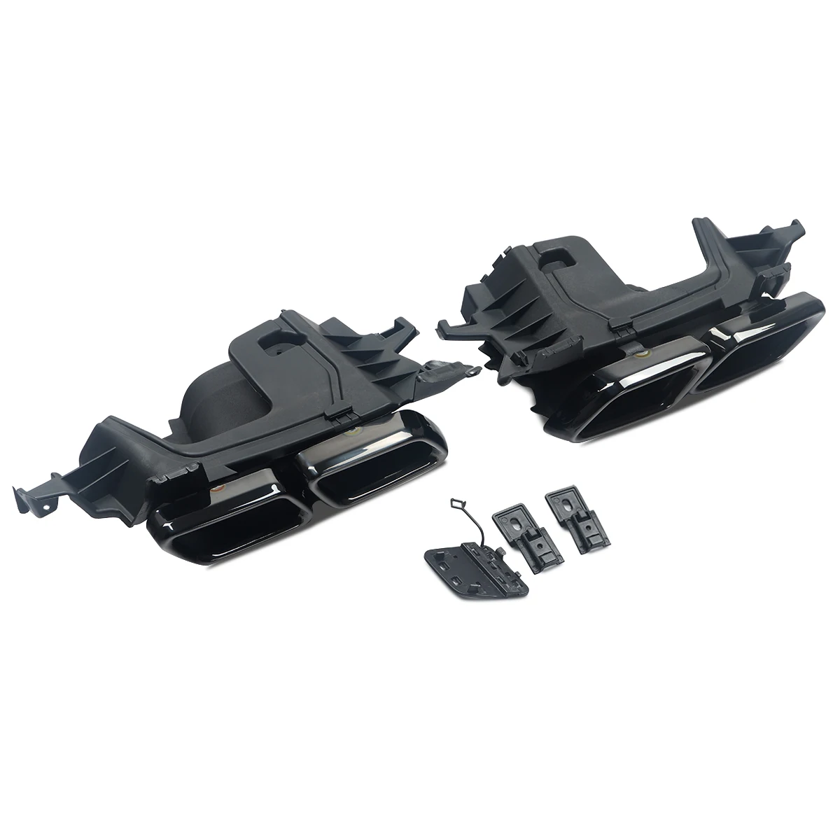 For Mercedes-Benz W213 AMG E63 Style Carbon Rear Bumper Diffuser with Exhaust Tips Glossly Black