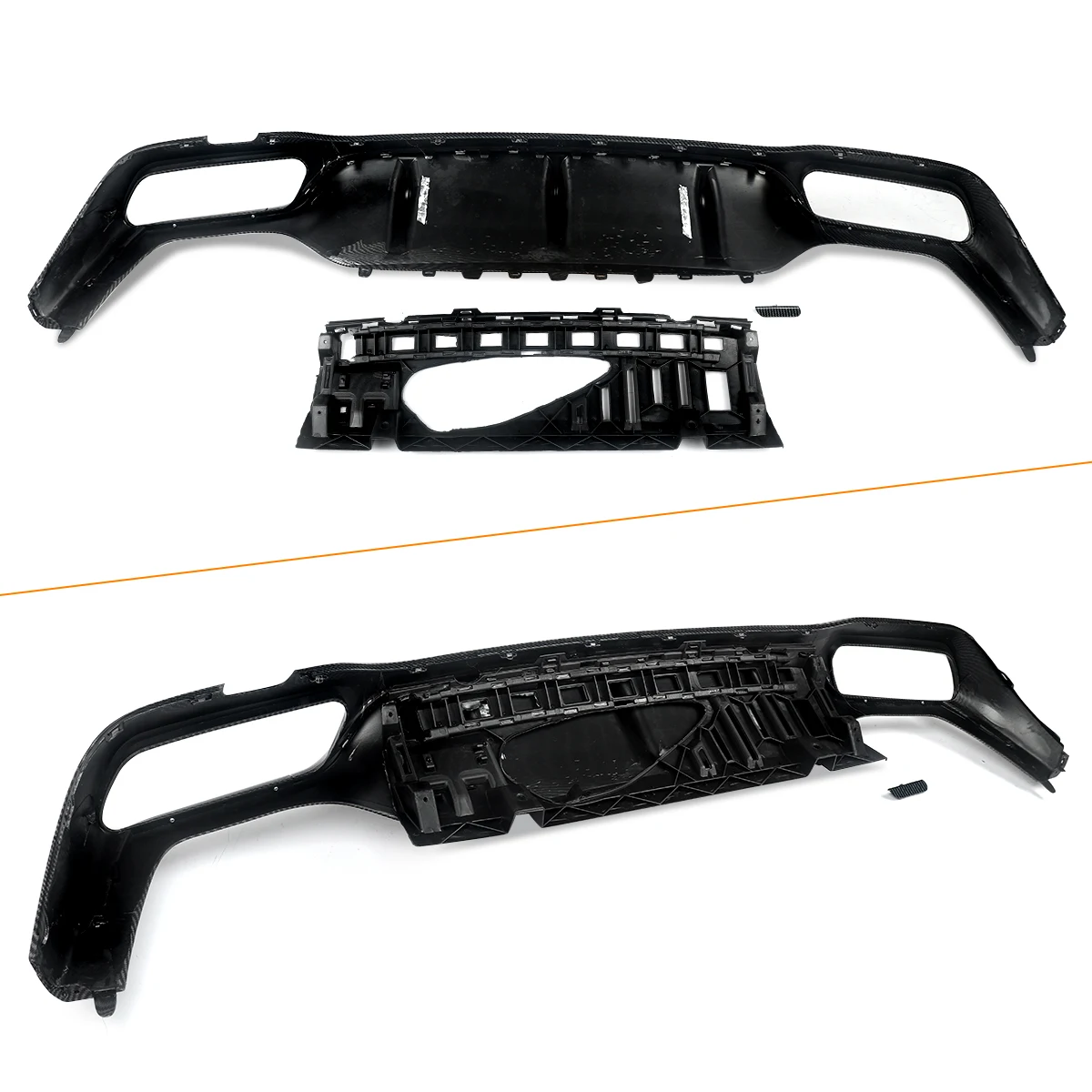 For Mercedes-Benz W213 AMG E63 Style Carbon Rear Bumper Diffuser with Exhaust Tips Glossly Black