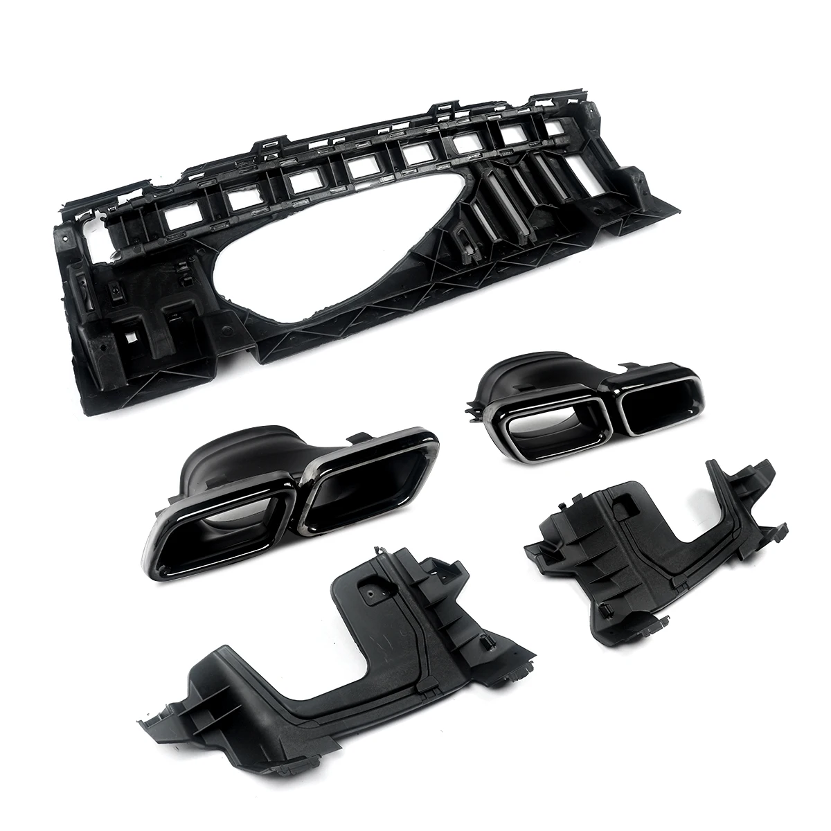 For Mercedes-Benz W213 AMG E63 Style Carbon Rear Bumper Diffuser with Exhaust Tips Glossly Black