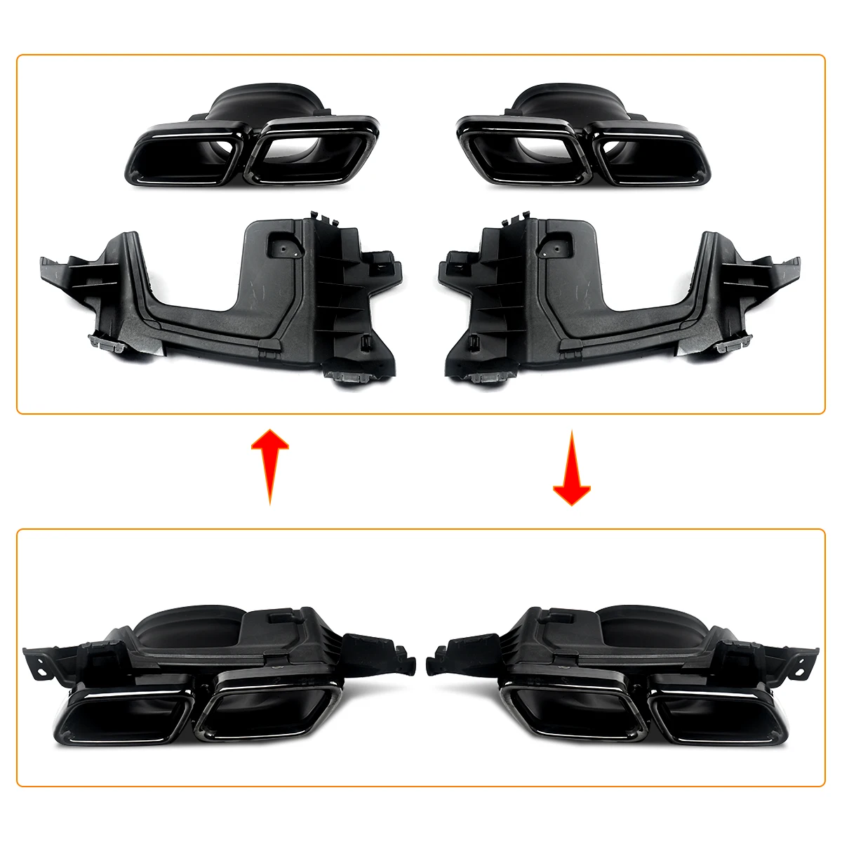 For Mercedes-Benz W213 AMG E63 Style Carbon Rear Bumper Diffuser with Exhaust Tips Glossly Black