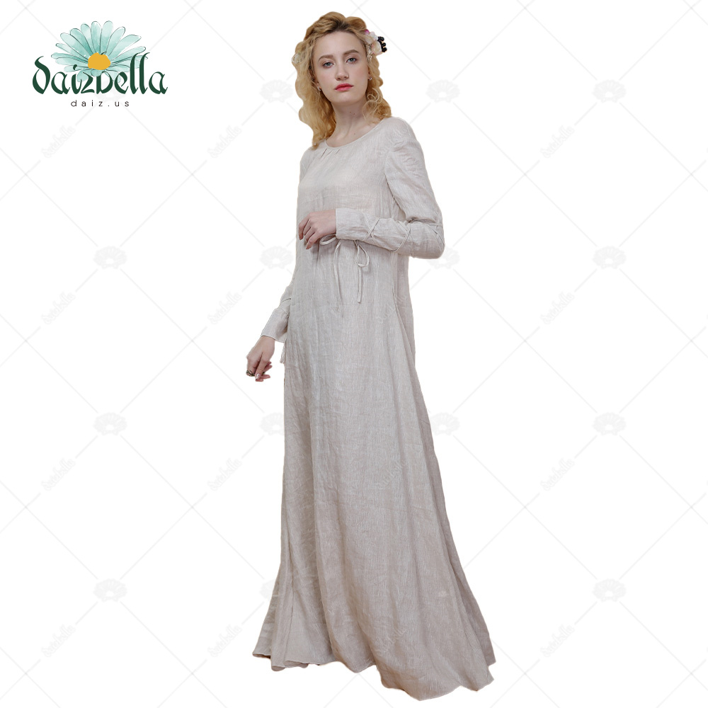 DAIZBELLA Renaissance Costumes for Women Medieval Dress Costume Handmade Chemise Ruffled Round Collar Medieval Clothing