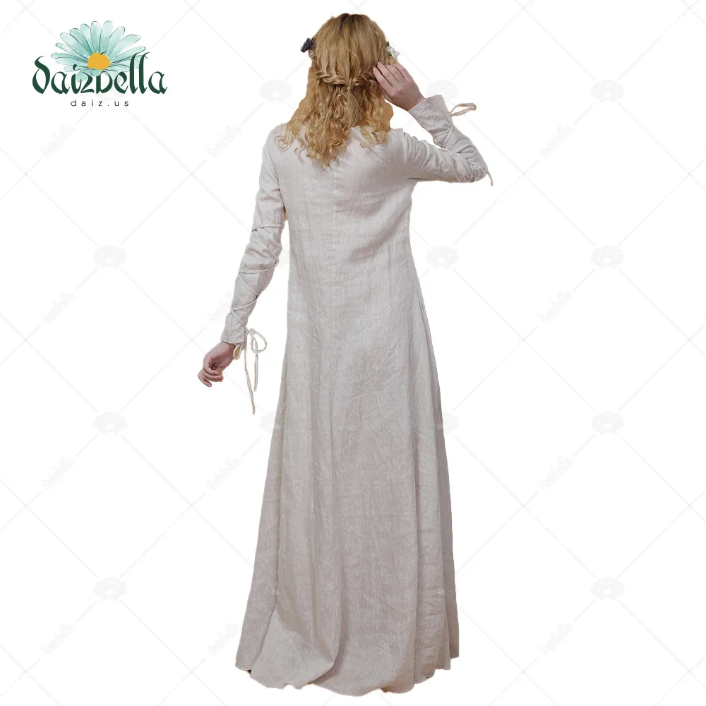 DAIZBELLA Renaissance Costumes for Women Medieval Dress Costume Handmade Chemise Ruffled Round Collar Medieval Clothing