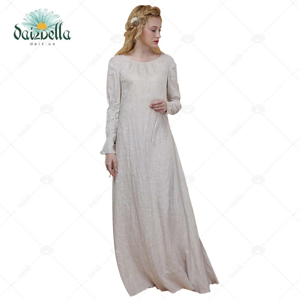 DAIZBELLA Renaissance Costumes for Women Medieval Dress Costume Handmade Chemise Ruffled Round Collar Medieval Clothing