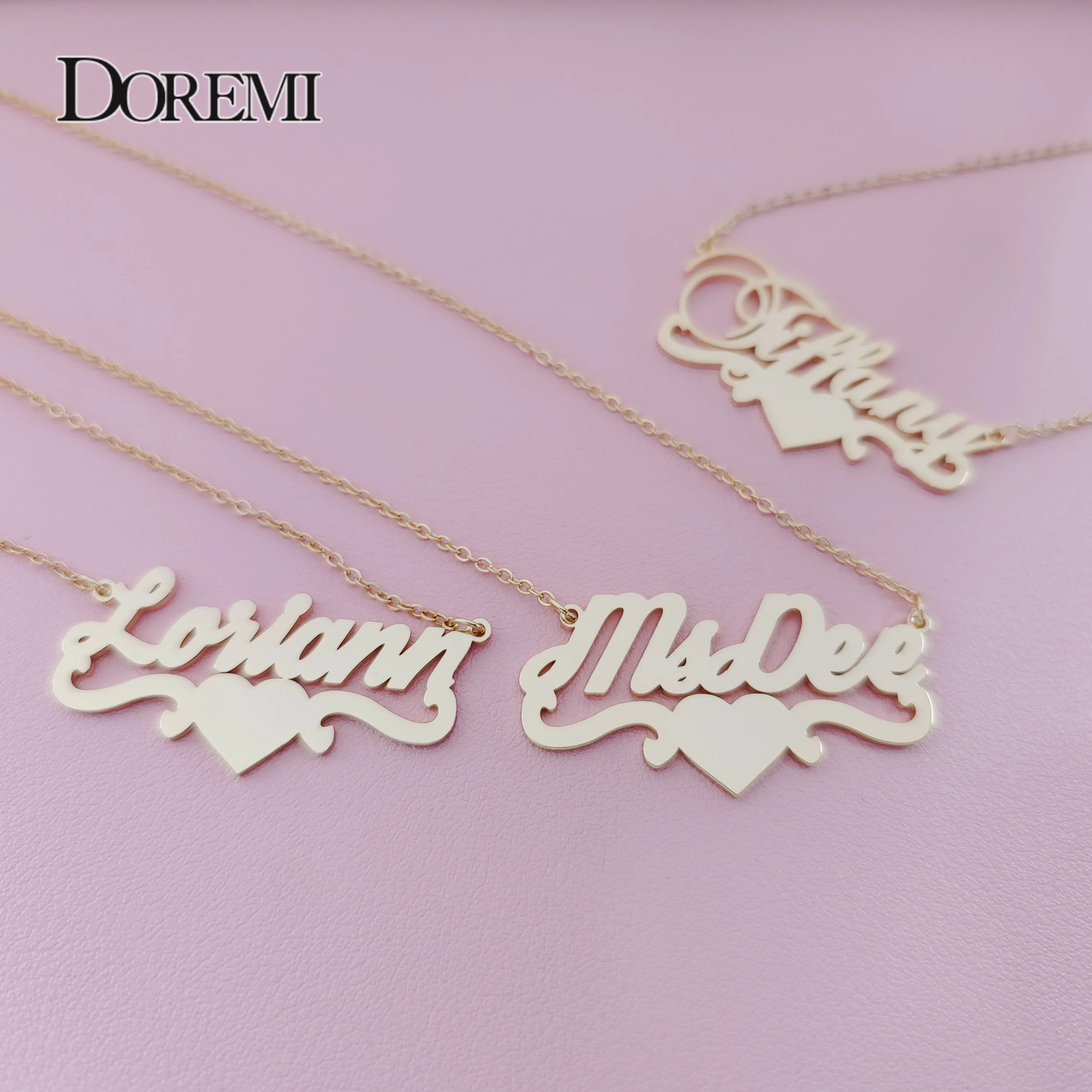 DOREMI Stainless Steel Custom Name Personalized Butterfly Name Necklaces for Women Jewelry Gold Filled Heart Statement Choker