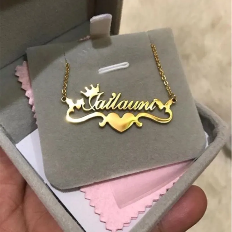 DOREMI Stainless Steel Custom Name Personalized Butterfly Name Necklaces for Women Jewelry Gold Filled Heart Statement Choker
