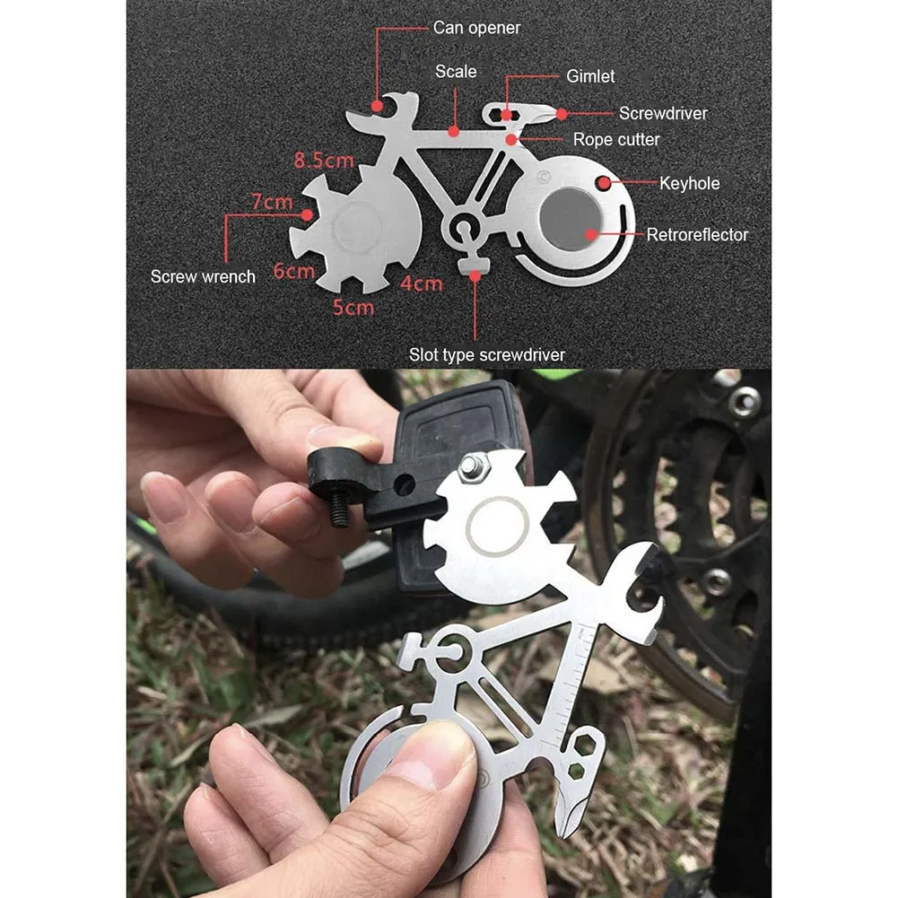 Bicycle Shape Wrench Outdoor Multi-purpose Keychain Bicycle Shape Outdoor Portable Tools Repair Wrench Bike Repair Tool
