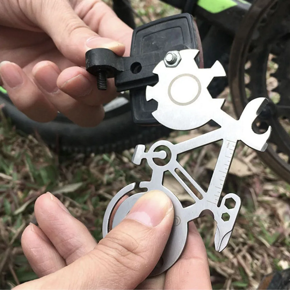 Bicycle Shape Wrench Outdoor Multi-purpose Keychain Bicycle Shape Outdoor Portable Tools Repair Wrench Bike Repair Tool