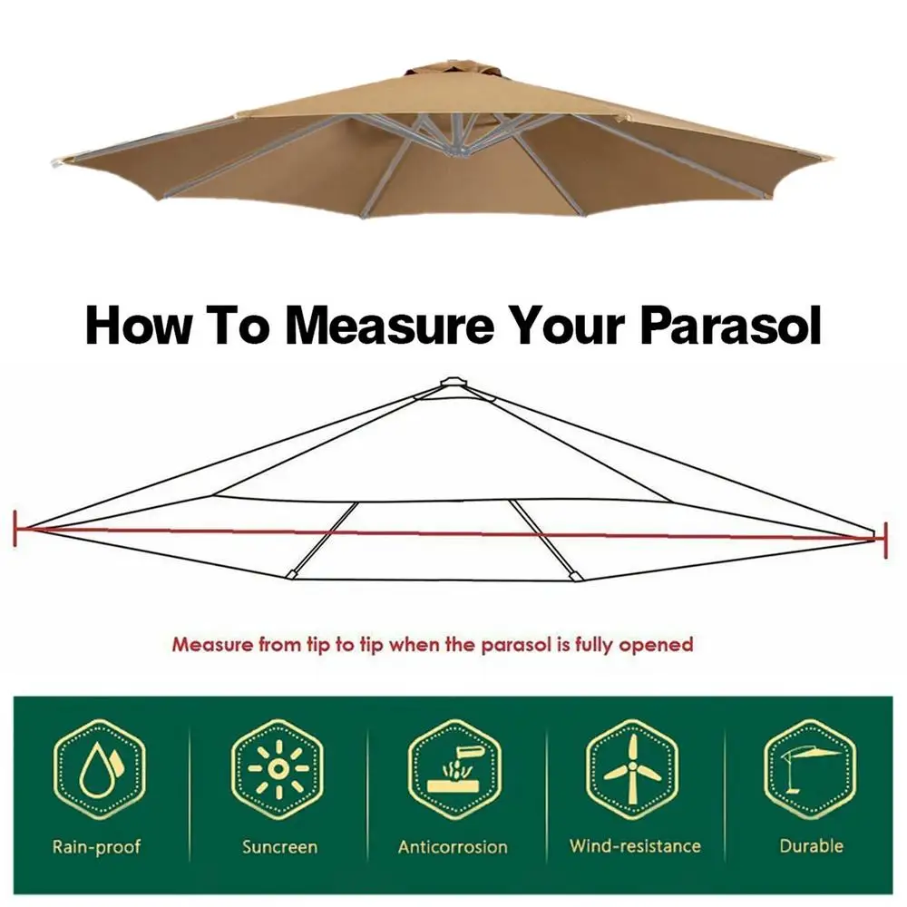 2/2.7/3M Beach Umbrella Replacement Canopy Garden Patio Umbrella Anti-UV Polyester Cloth Pool Outdoor Parasol Plage