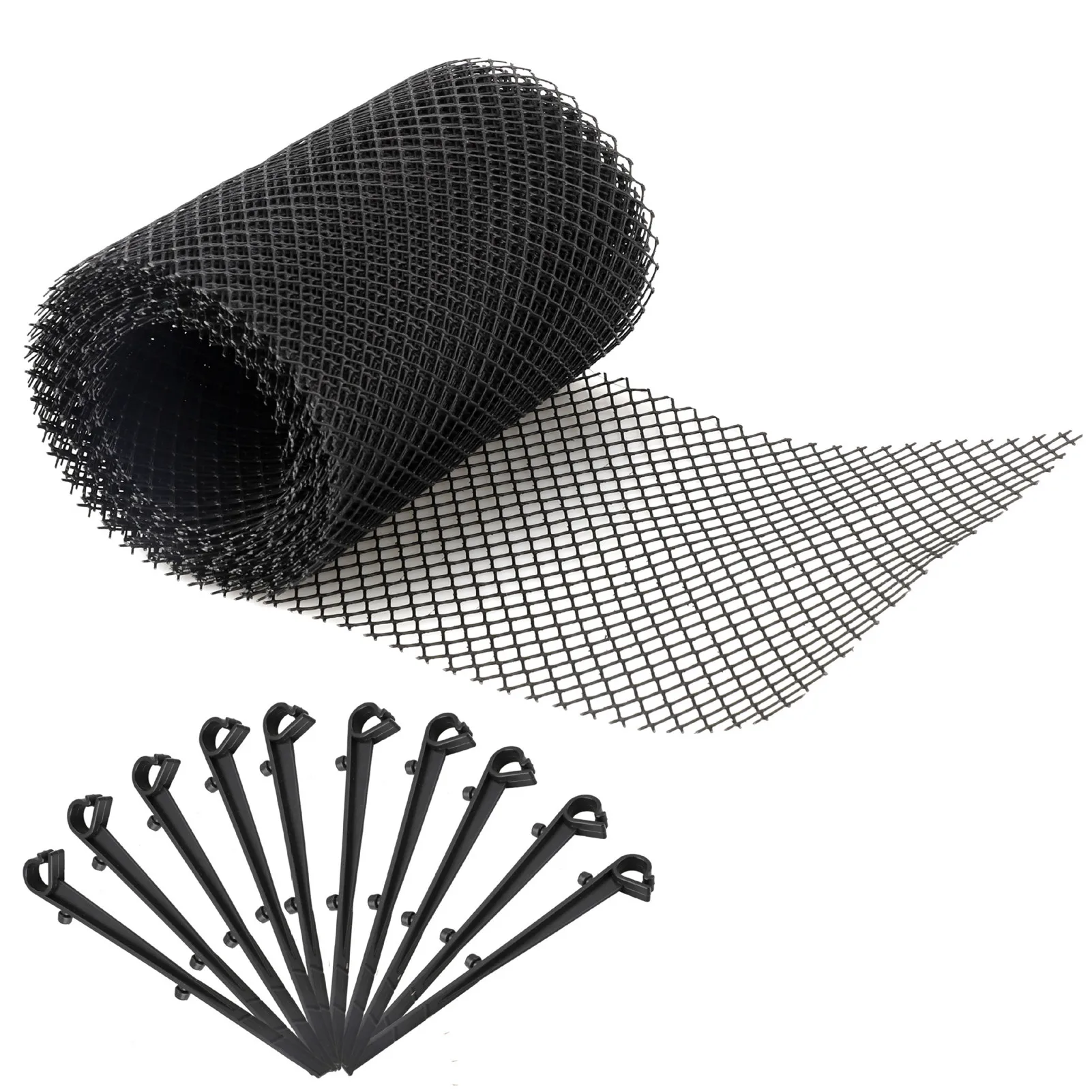1 Roll Gutter Guard Mesh Garden Mesh Cover Flexible PP Balcony Drain Protector Adjustable Mesh Netting With Stakes for Home