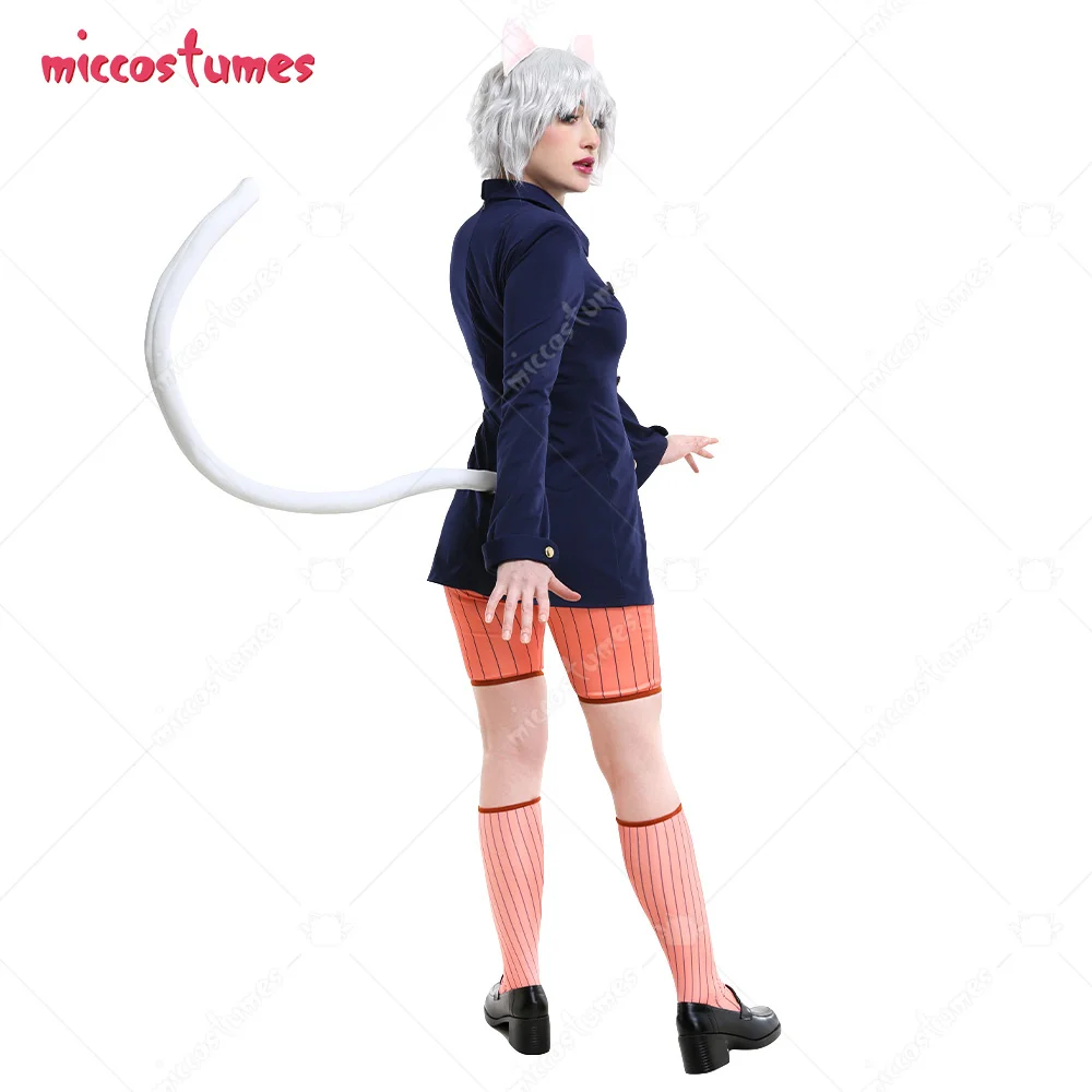 Miccostumes Women's Anime Cat Suit Cosplay Costume Dark Blue School College Style Uniform with Cat Ears and Tail