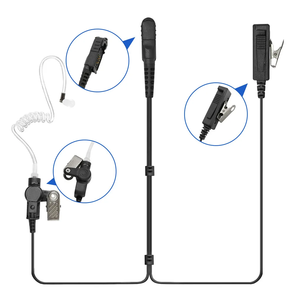 Walkie Talkie 2-Wire Headset Earpiece Mic For XPR3300 XPR3500 XPR3300E XPR3500E MTP3550 Two Way Radio Air Acoustic Tube
