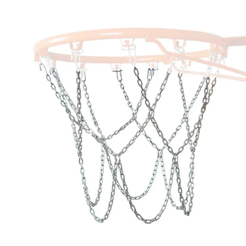 Stainless Steel Basketball Net Heavy Duty Metal Chain Replacement With 12 Hooks Rustproof Basketball Hoop Replacement Ordinary