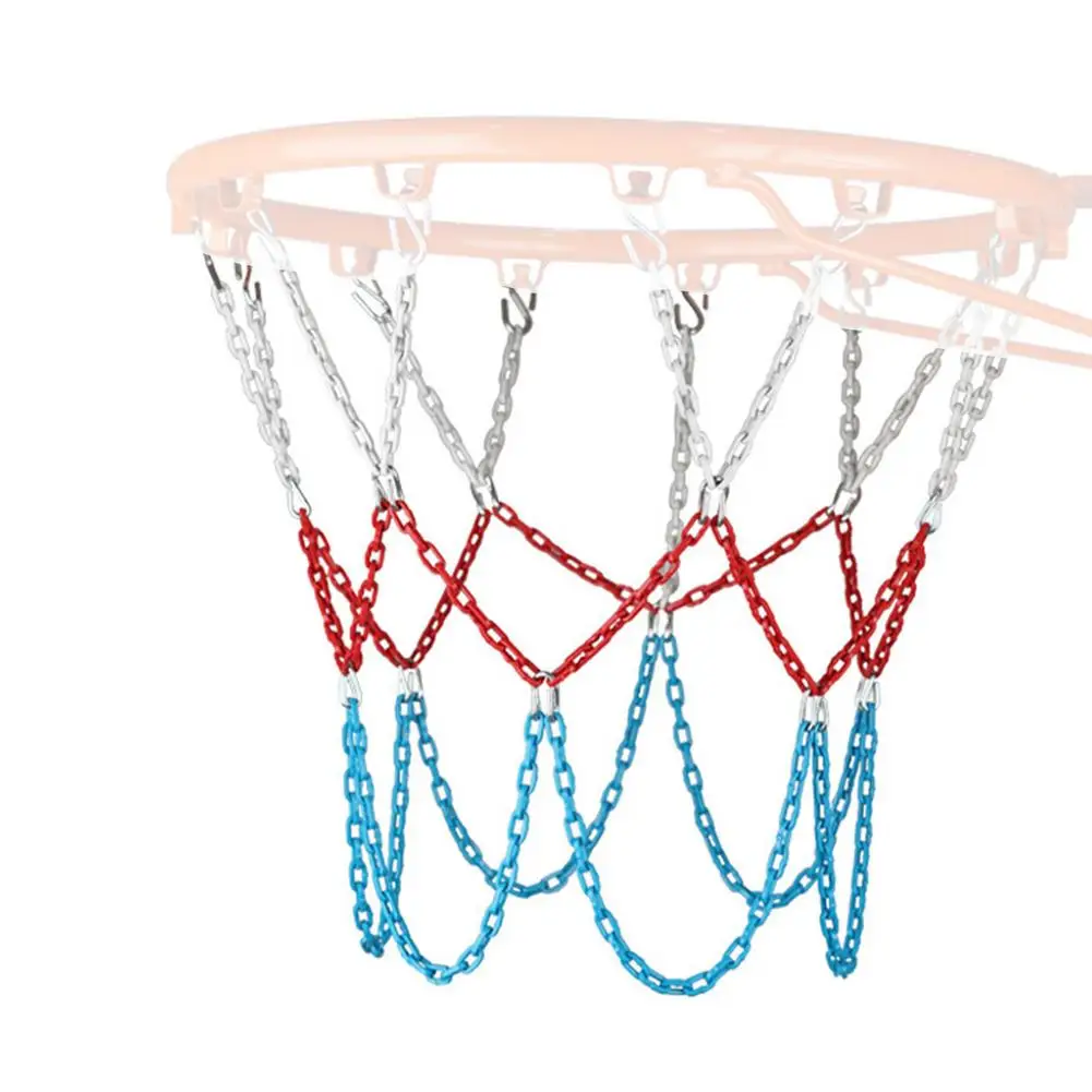 Stainless Steel Basketball Net Heavy Duty Metal Chain Replacement With 12 Hooks Rustproof Basketball Hoop Replacement Ordinary