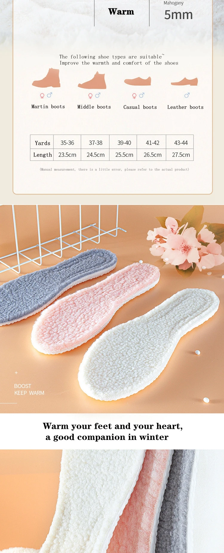 Warm Heated Cashmere Thermal Insoles Thicken Soft Breathable Winter Sport Shoes EVA Insole Insert Man Woman Boots Pad Sole