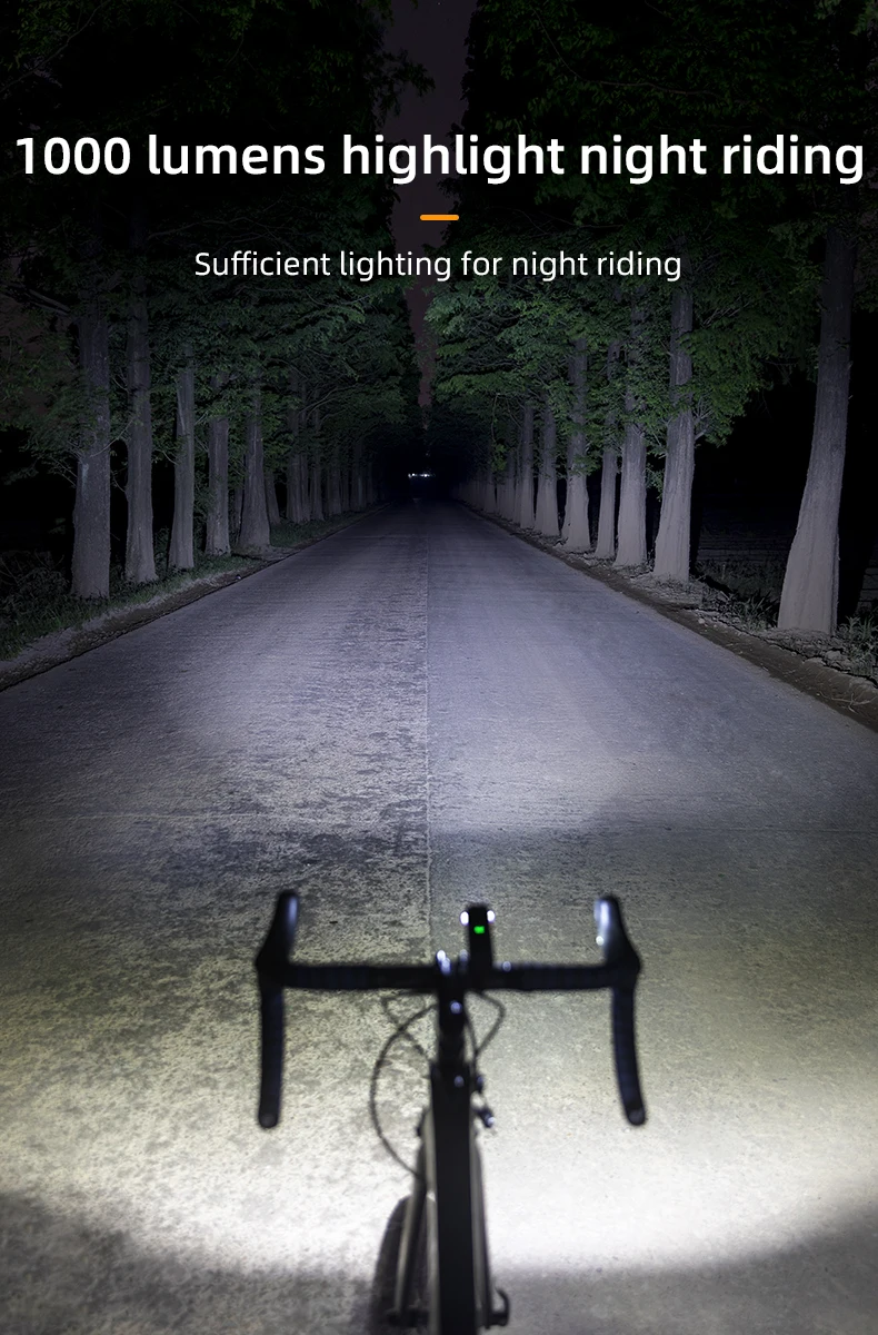 ROCKBROS Bike Front Light 1000LM 4500mAH Lamp Flashlight Type-C Bicycle Light Multi Install Headlights MTB Road Cycling Light