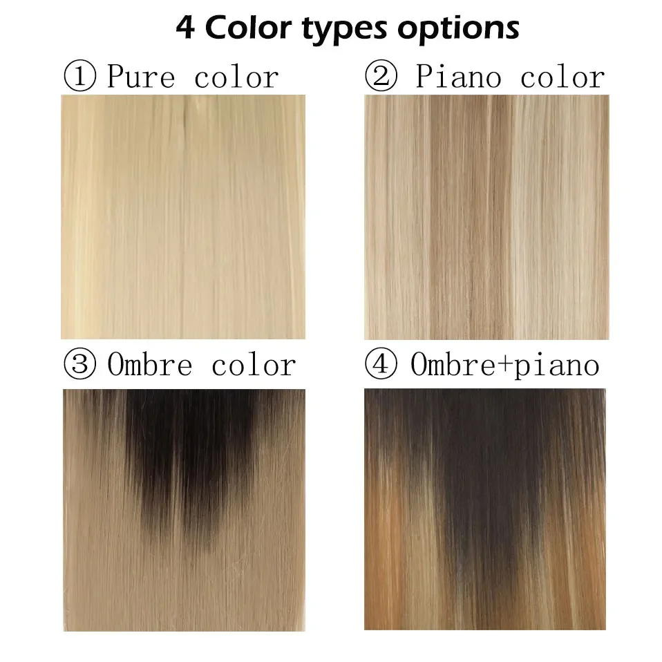 S-noilite Synthetic Clip In Hair Extensions Long Straight Clip In 8pcs/set Hairpieces 26inch Pure Color Pale Blonde Clip In Hair