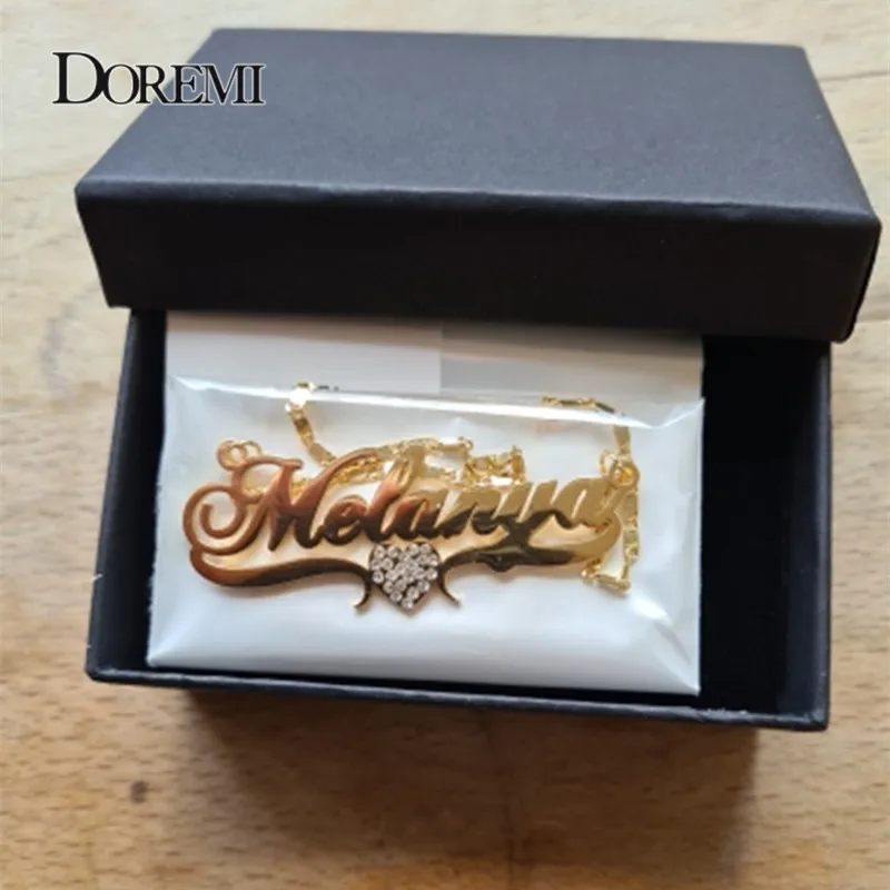 DOREMI Custom Name Necklaces Stainlesss Pendant Letters Necklace for Women Custom Chain Jewelry Children Personalized Gold