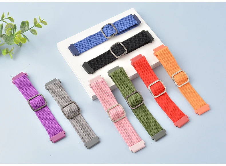 20/22 mm Band for Samsung Galaxy 46mm 42mm/Gear S3 frontier/active 2 Adjustable Braided Solo Loop Huawei watch GT/2/2e/Pro strap