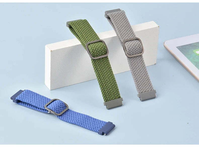 20/22 mm Band for Samsung Galaxy 46mm 42mm/Gear S3 frontier/active 2 Adjustable Braided Solo Loop Huawei watch GT/2/2e/Pro strap