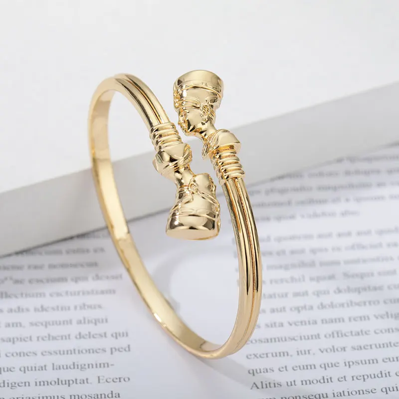 Egyptian Queen Nefertiti Bangles African Cuff Bracelet Stainless Steel Adjustable Luck Bracelets For Women man Jewelry Gift