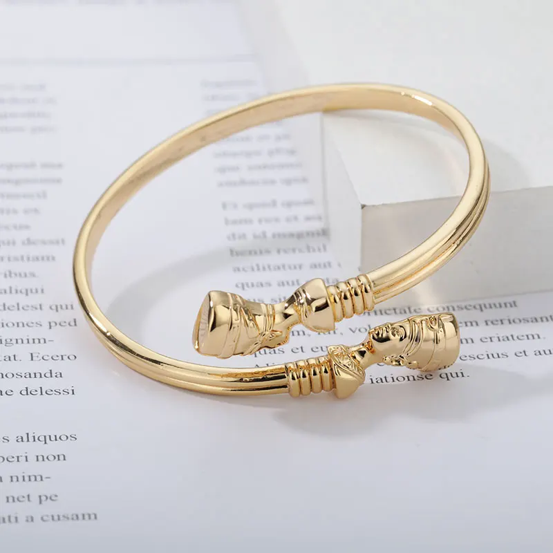 Egyptian Queen Nefertiti Bangles African Cuff Bracelet Stainless Steel Adjustable Luck Bracelets For Women man Jewelry Gift