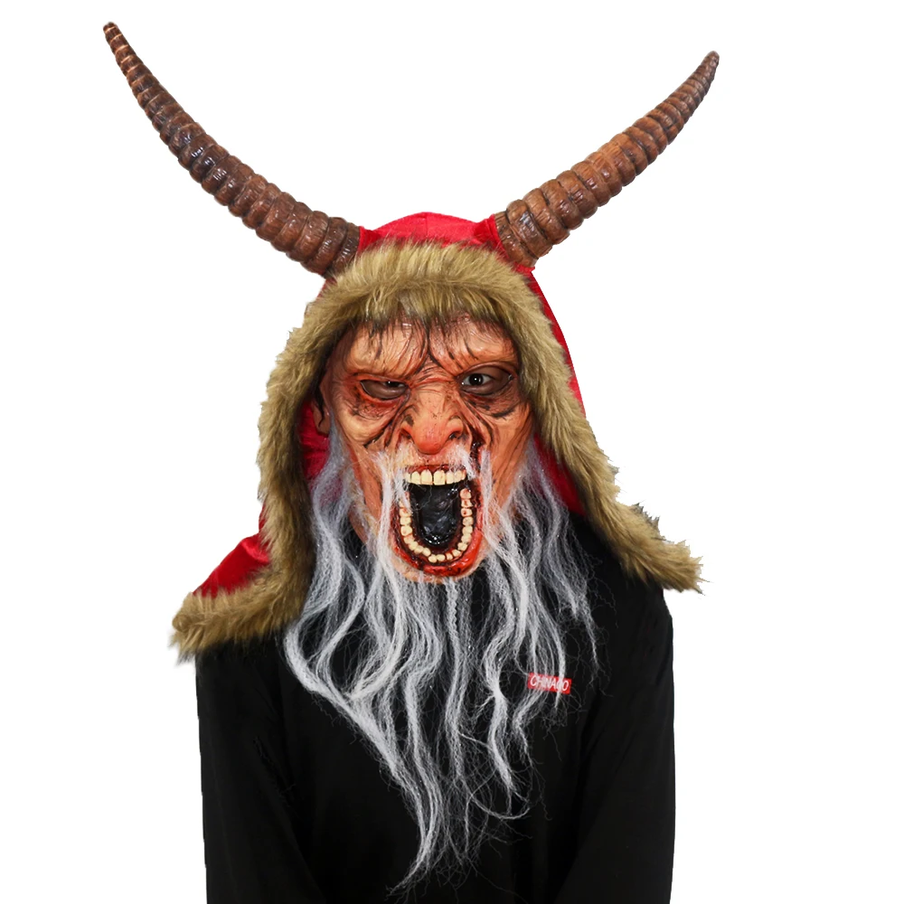 Christmas Krampus Mask, Realistic Christmas Santa Claus Mask Latex Xmas Costume Mask Costume Party