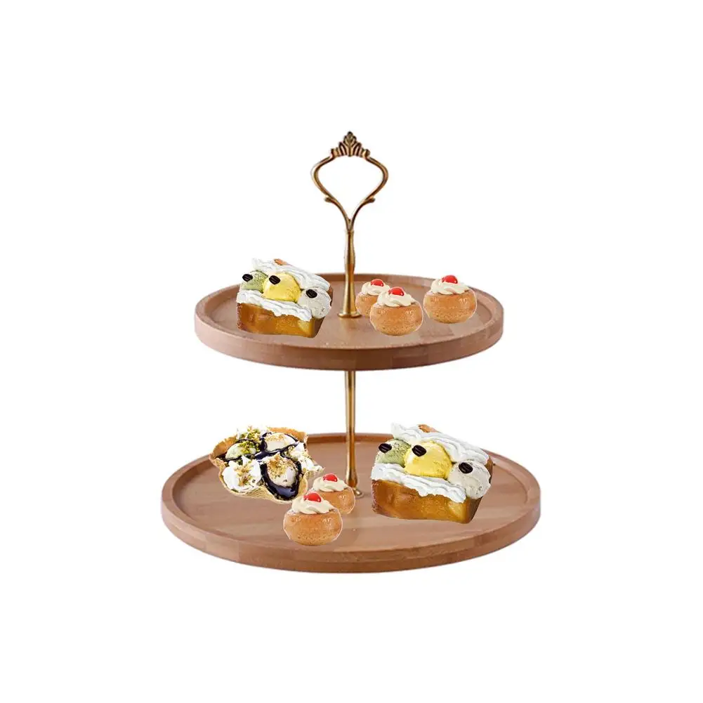 Two/Three Layers Fruit Tray Bamboo Plate Innovative Exquisite Snack Rack Storage Display Stand Creative Bread Cake Dessert Rack